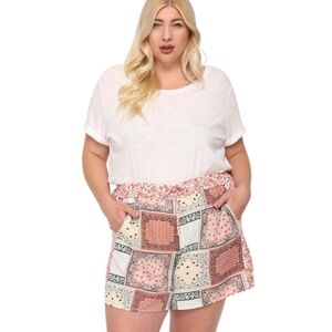 Patchwork Print Mixed Shorts